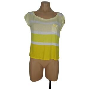 GILLY HICKS Crop Top XS Juniors Yellow Striped